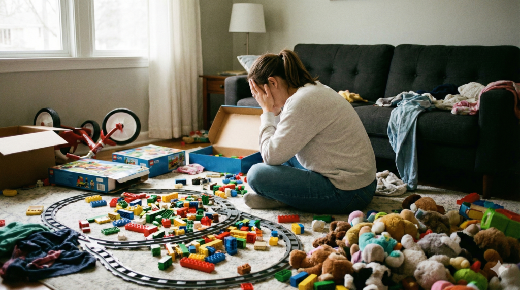 おもちゃの断捨離に悩む様子
